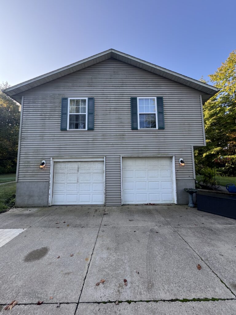 Dirty house before soft house washing in Thompson OH