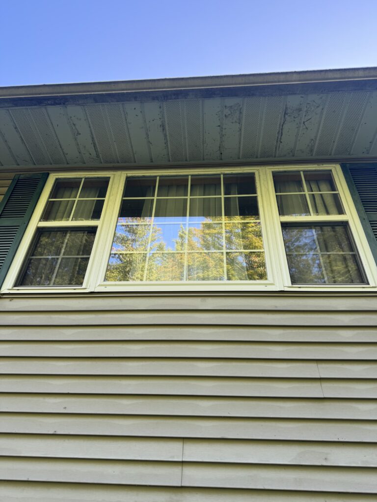 Dirty house before soft house washing in Thompson OH