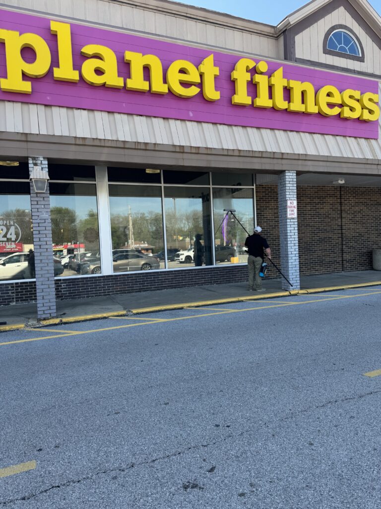 Commercial Window Washing at Planet Fitness - by Wiley's pressure washing in Painesville OH