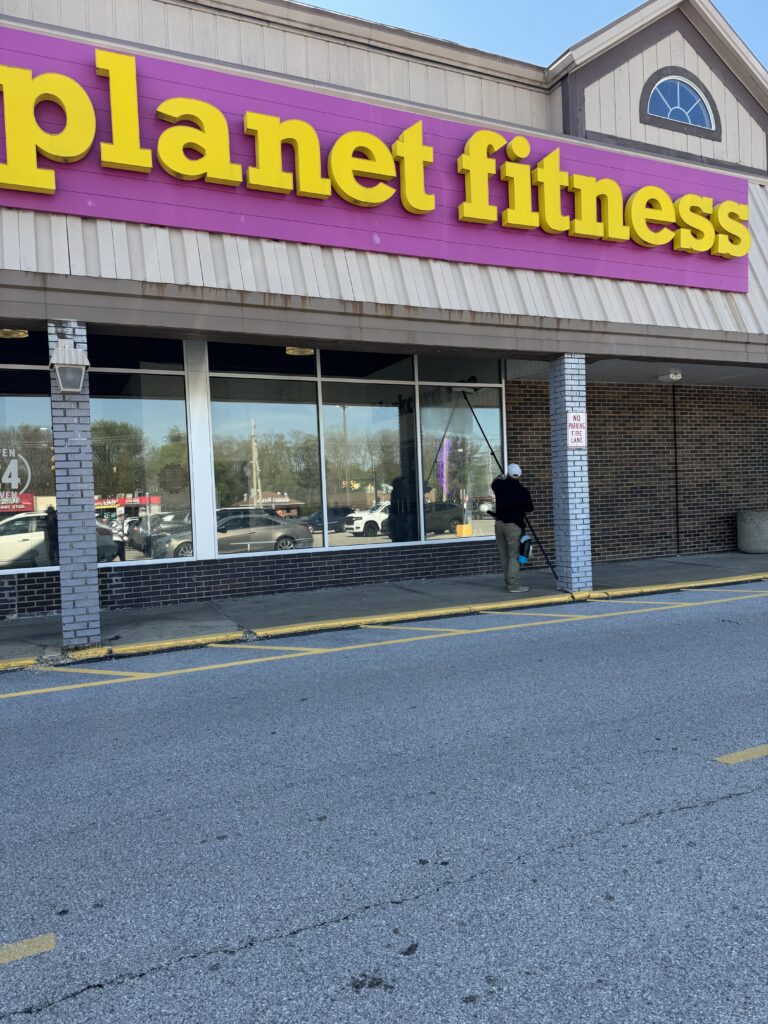 Commercial Window Washing at Planet Fitness - by Wiley's pressure washing in Painesville OH