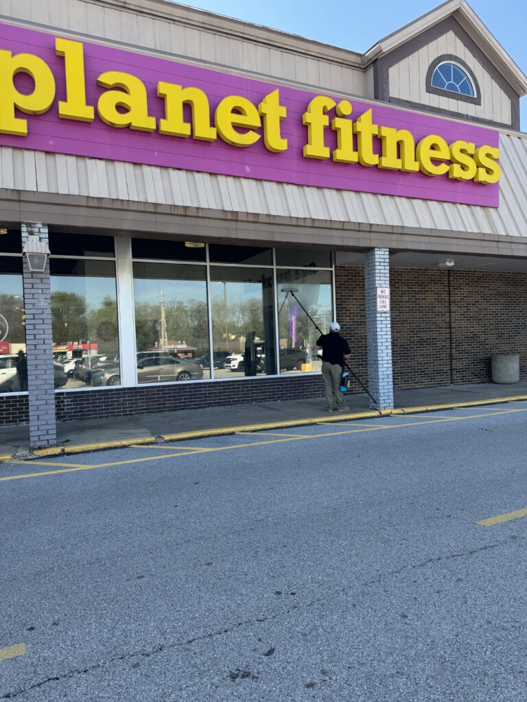 Commercial Window Washing at Planet Fitness - by Wiley's pressure washing in Painesville OH